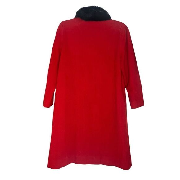 Vintage Carat by Sanyo Women’s Medium Peacoat Red Wool Buttons Faux Fur 60s - Picture 5 of 8